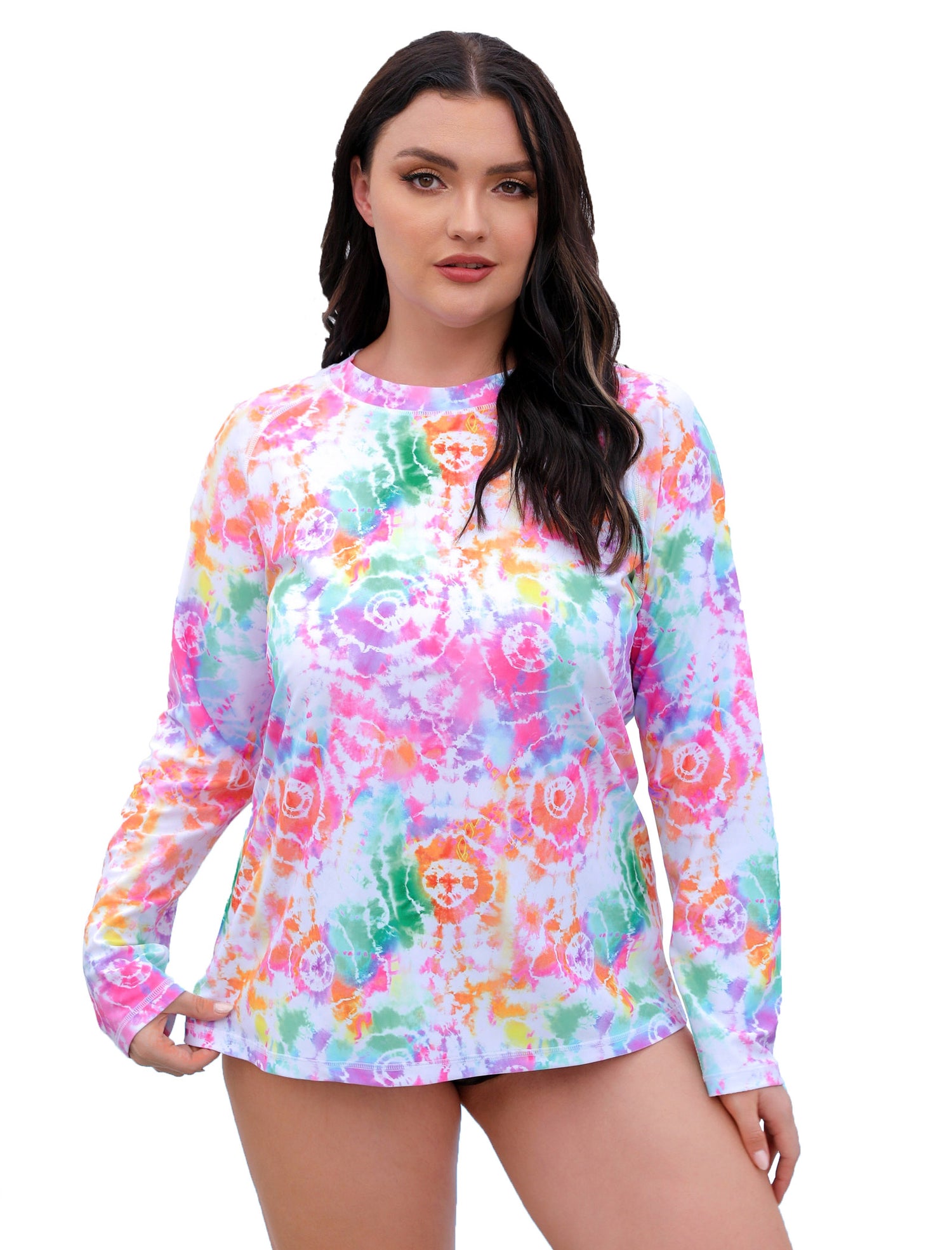 Halcurt Women Plus Size Long Sleeve Rash Guard Swimsuit Top