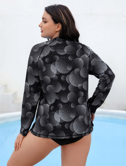 Halcurt Women Plus Size Long Sleeve Rash Guard Swimsuit Top