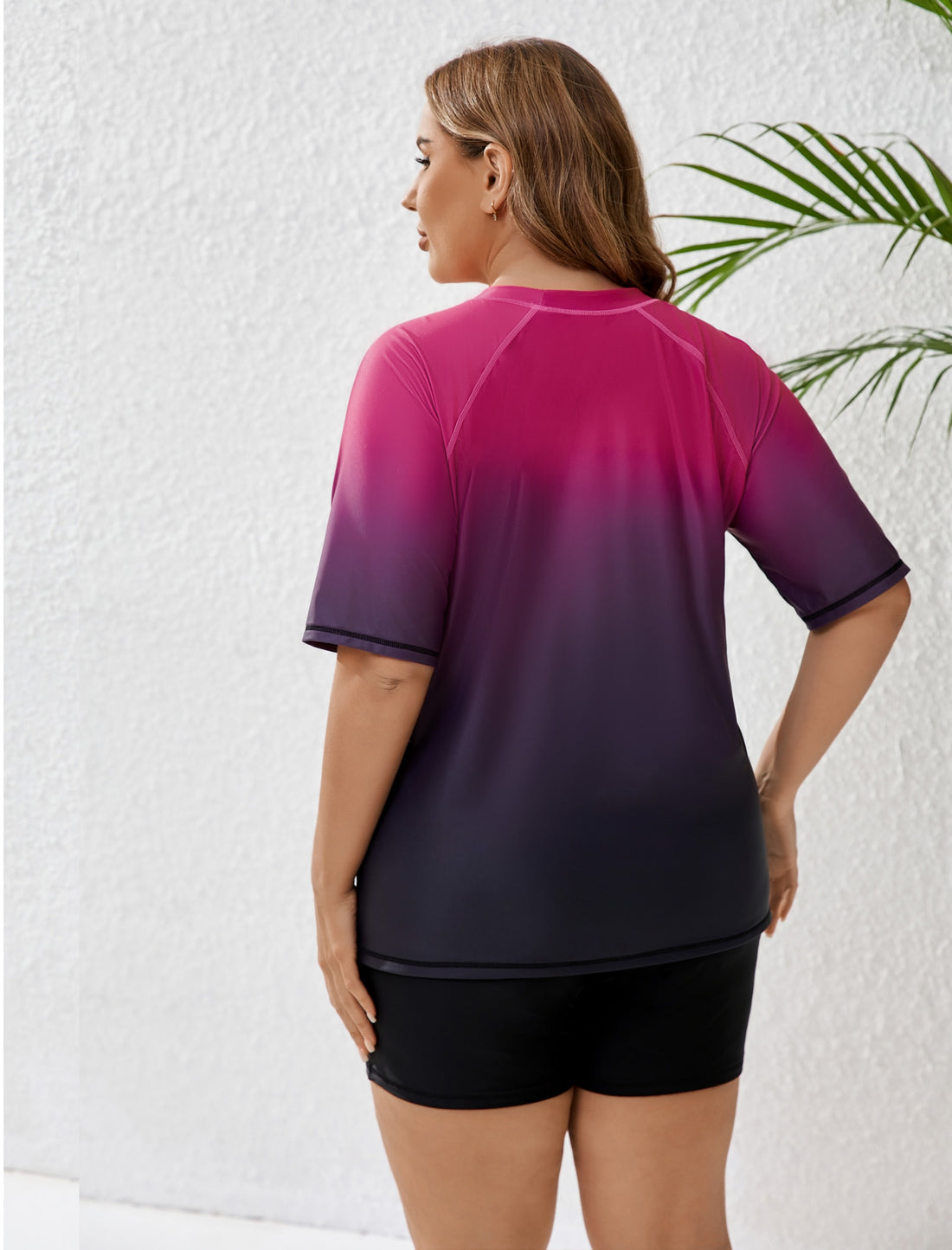 Comfort Meets Curve Plus Size Two Piece Rash Guard Sets with Shorts