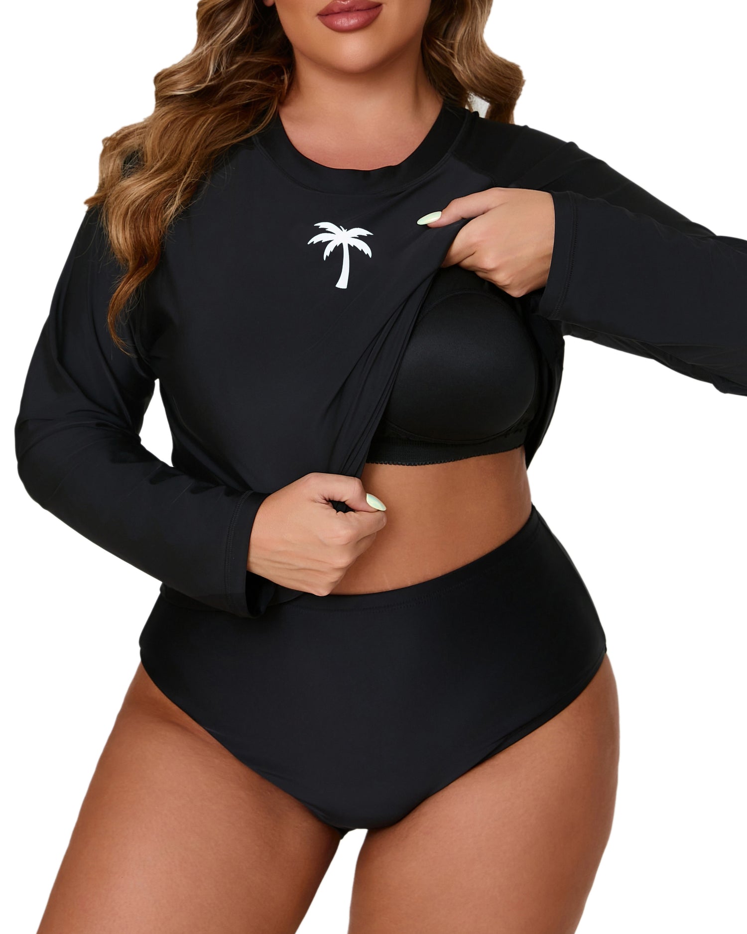 Halcurt Women Plus Size Rash Guard Swimwear