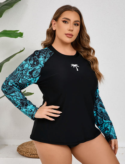 Halcurt Women Plus Size Rash Guard Swimwear