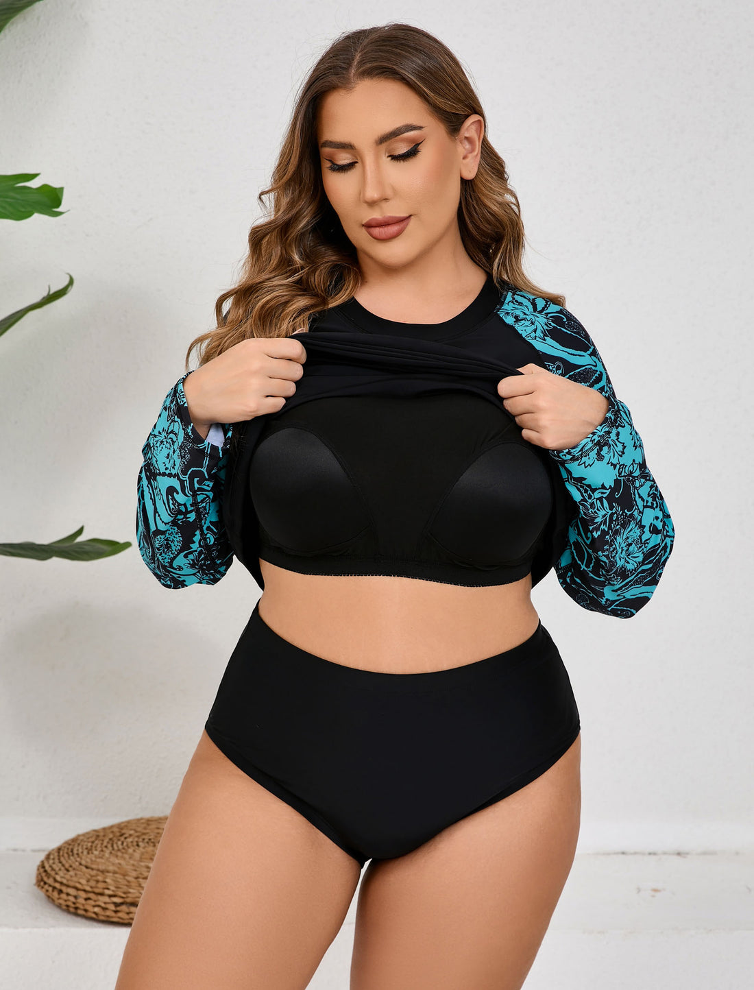 Halcurt Women Plus Size Rash Guard Swimwear