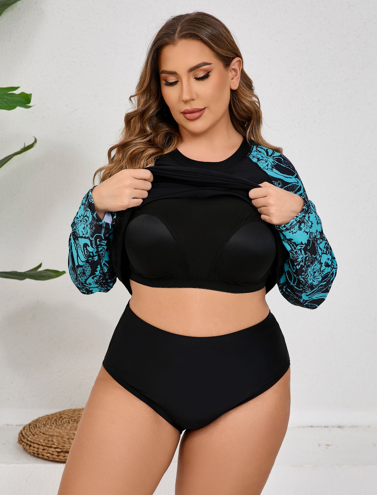 Halcurt Women Plus Size Rash Guard Swimwear