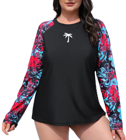 Halcurt Women Plus Size Rash Guard Swimwear