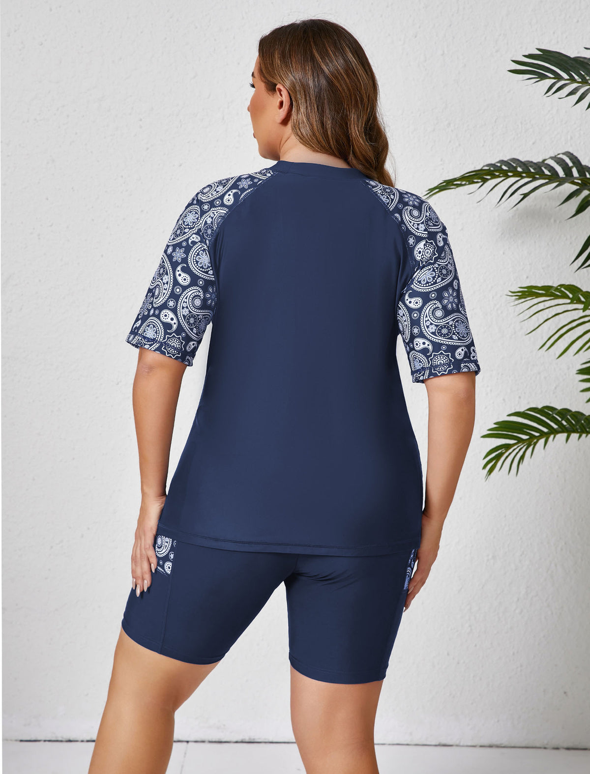 Plus Size Rash Guards Morning Mist Plus Size Two Piece Rash Guard Sets with Built in Bra and ...