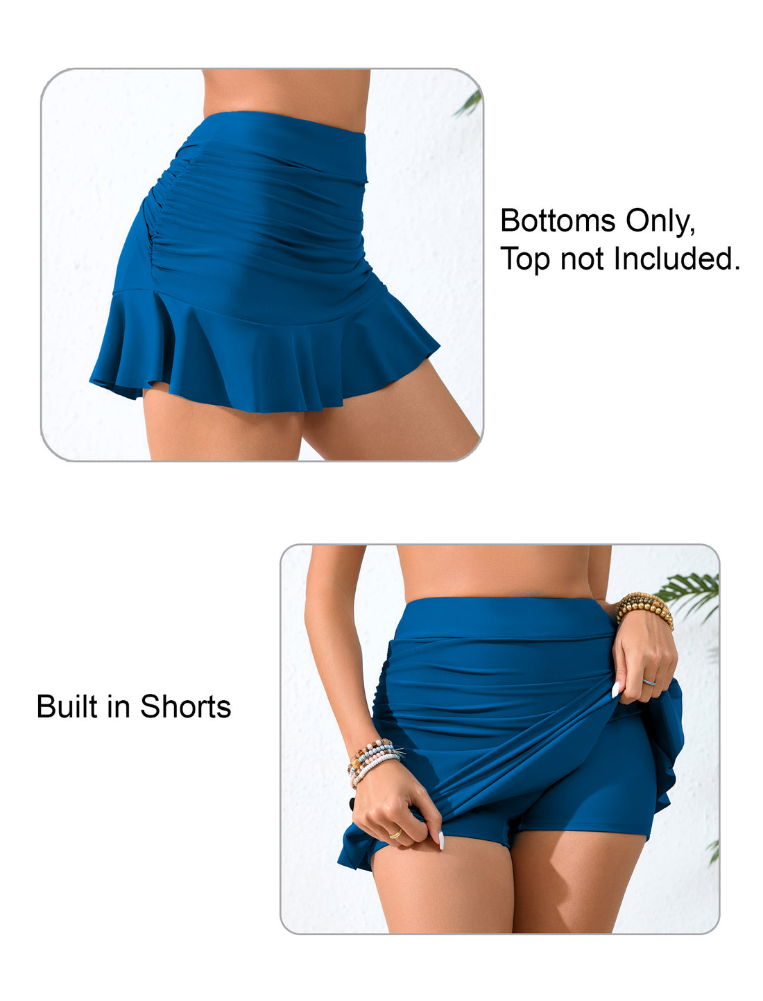 Jupes de bain à volants froncées taille haute pour femmes Halcurt