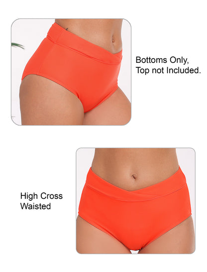 Halcurt Damen-Bikinihose mit gekreuztem Bund und hoher Taille, vollständige Bedeckung