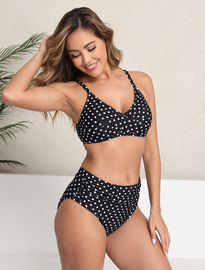 Art of Coast Twist Front Two Piece Bikini Sets with Ruched Bottoms