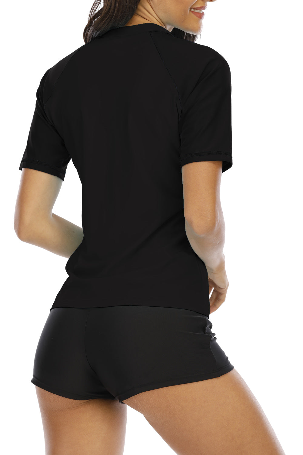 Halcurt Damen Kurzarm-Rashguard-Badeanzugoberteil