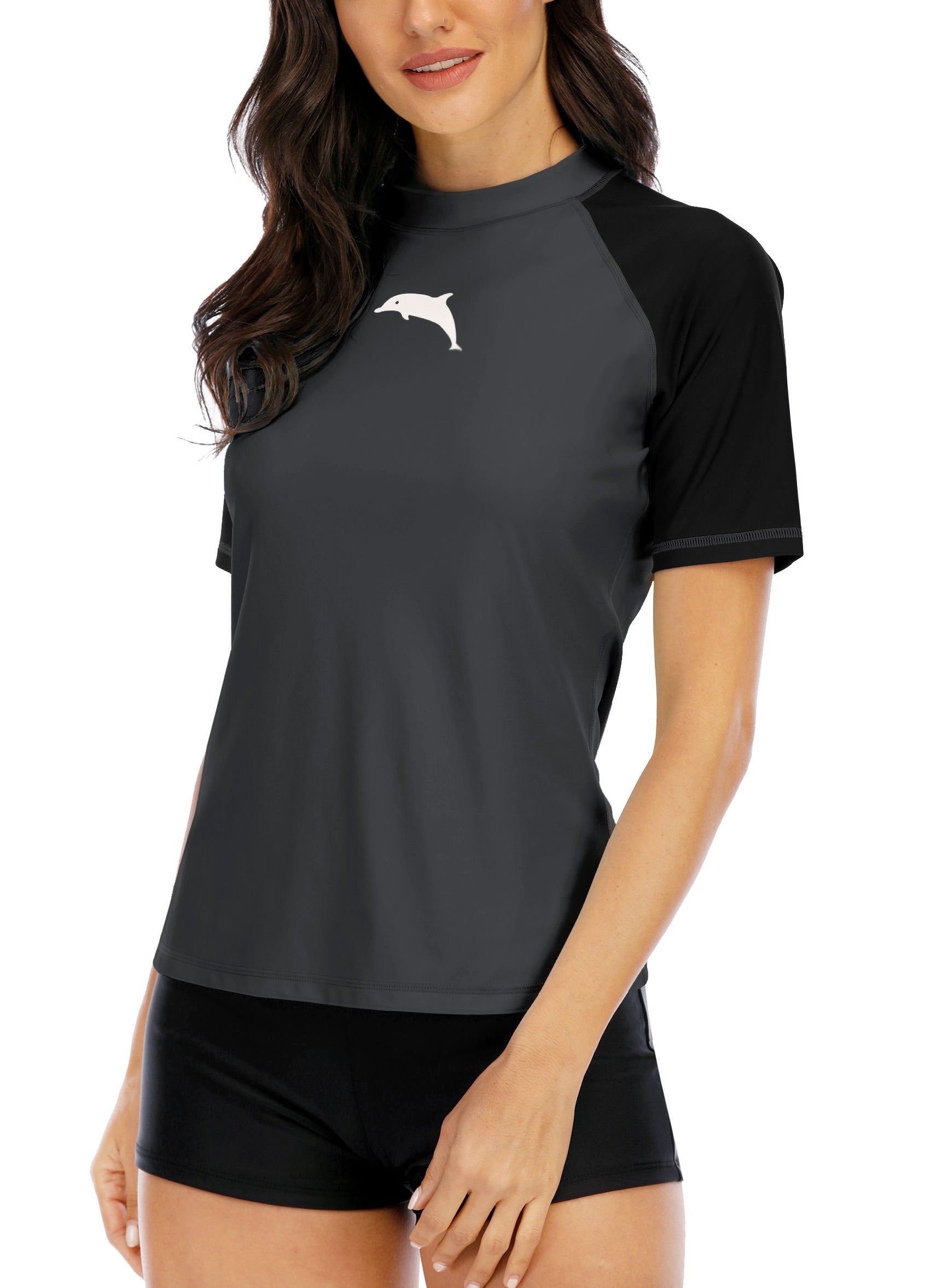 Halcurt Damen Kurzarm-Rashguard-Badeanzugoberteil