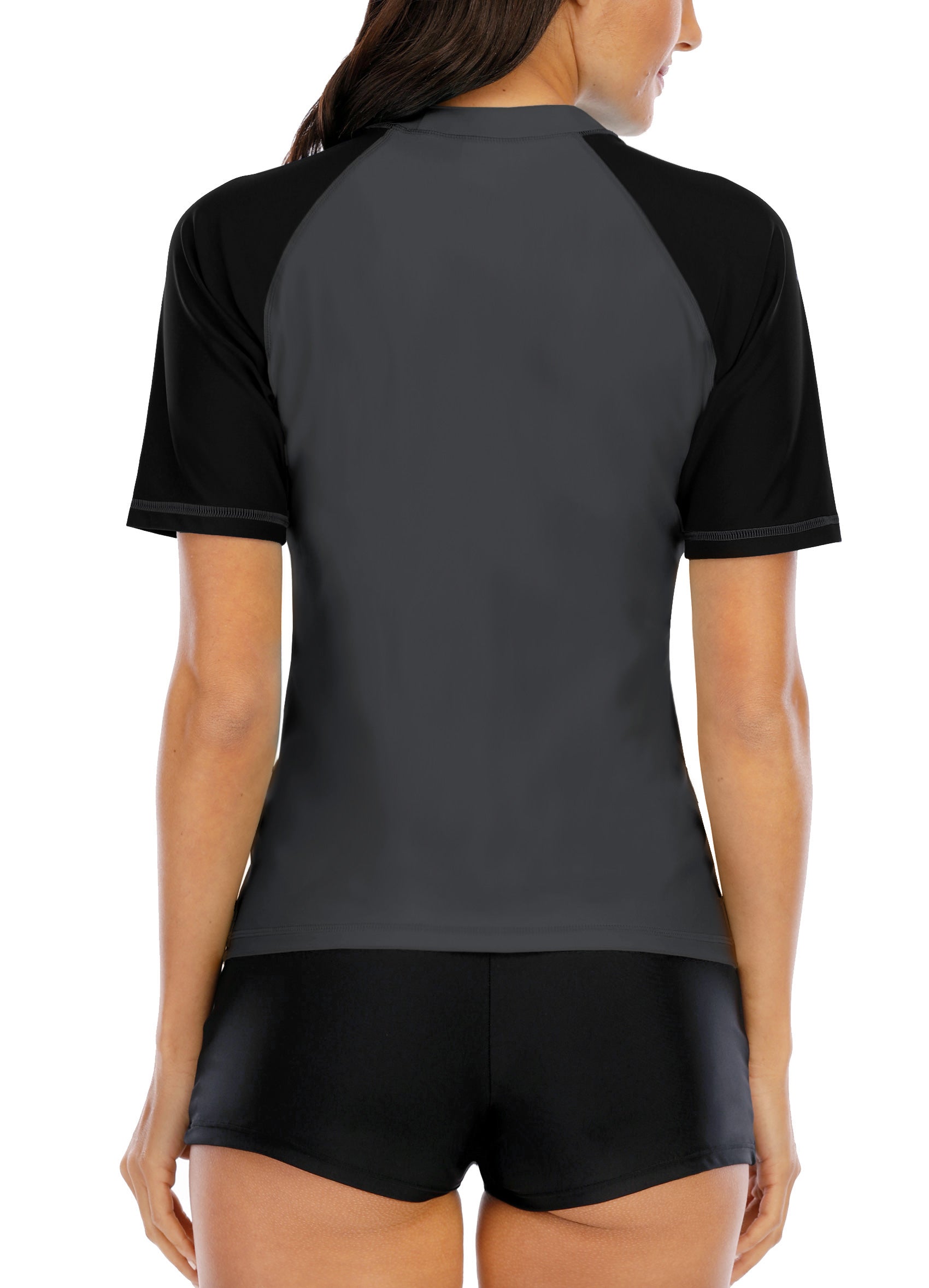 Halcurt Damen Kurzarm-Rashguard-Badeanzugoberteil