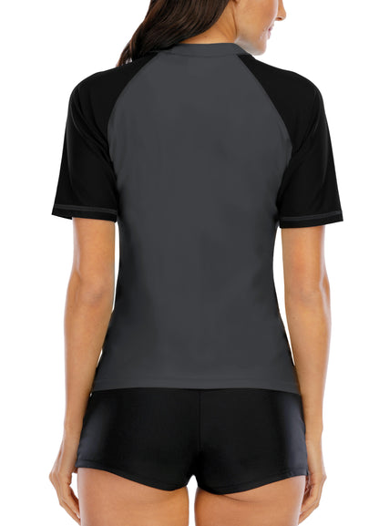 Halcurt Damen Kurzarm-Rashguard-Badeanzugoberteil