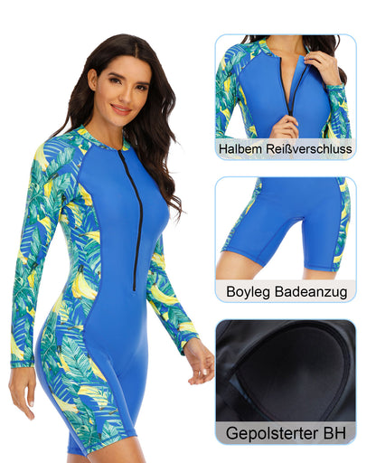Maillot de bain anti-UV à manches longues et jambes courtes Halcurt pour femme
