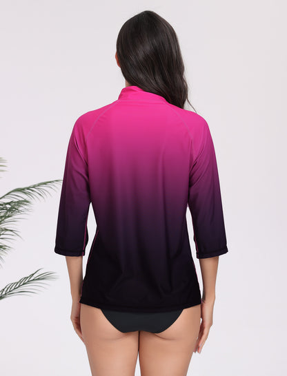 Skin Armor High Neck Half Zip Swim Shirt with 3/4 Sleeve