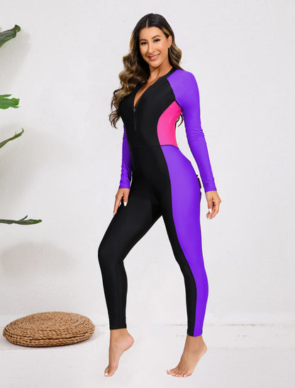 Adventure Base Layer Full Body One Piece Rash Guard with Built in Bra