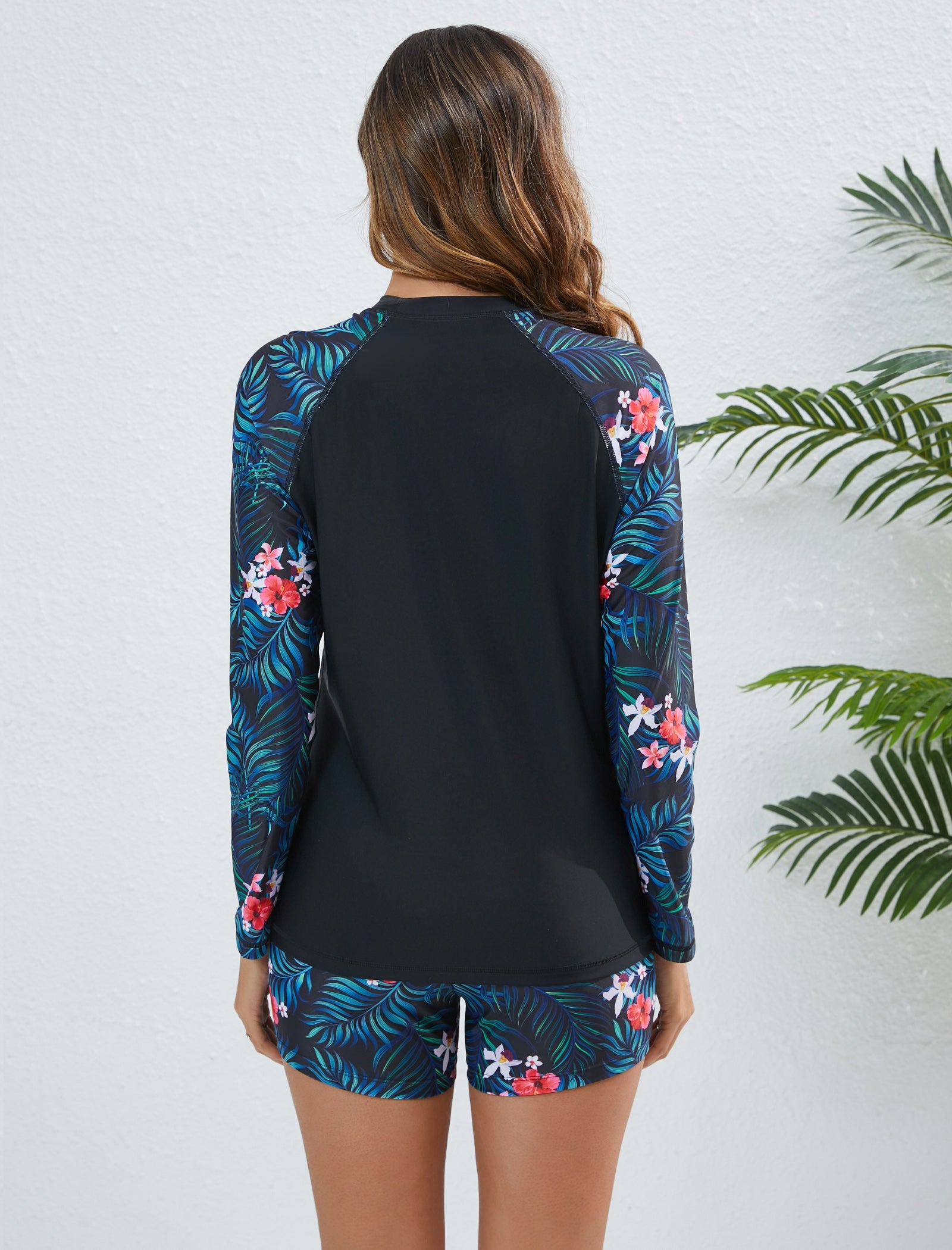 Long Days in the Sun Two Piece Rash Guard Sets with Built in Bra