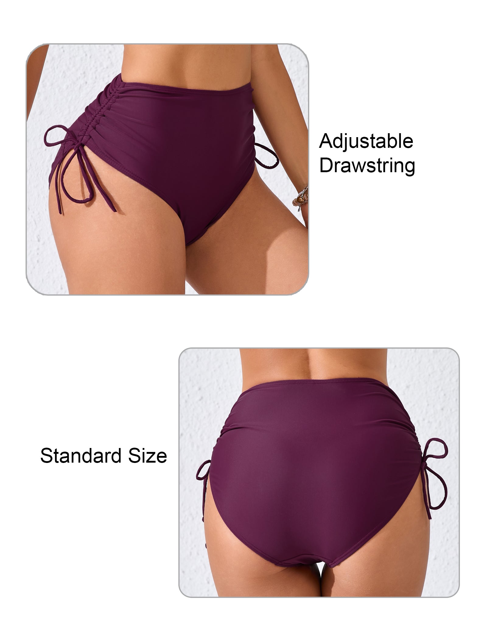 Seamless Days Tummy Control Adjustable Drawstring Swim Bottoms