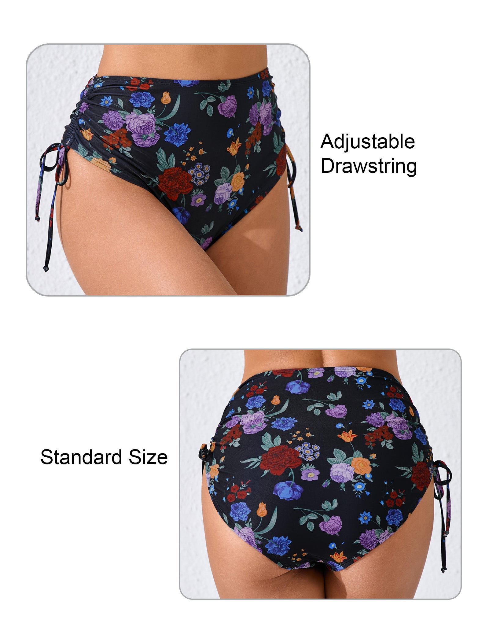 Seamless Days Tummy Control Adjustable Drawstring Swim Bottoms