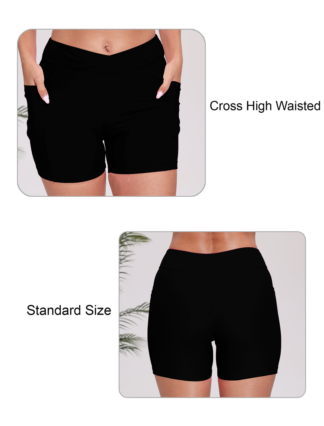 Cross High Waisted 5" Swim Board Shorts with Pockets (Available in Plus)