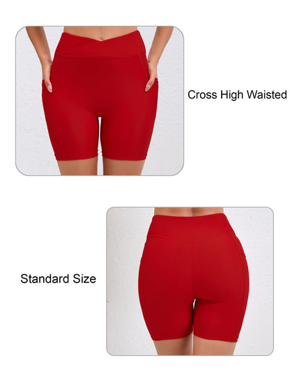 Cross High Waisted 5" Swim Board Shorts with Pockets (Available in Plus)