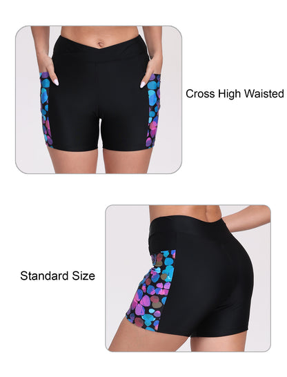 Cross High Waisted 5" Swim Board Shorts with Pockets (Available in Plus)