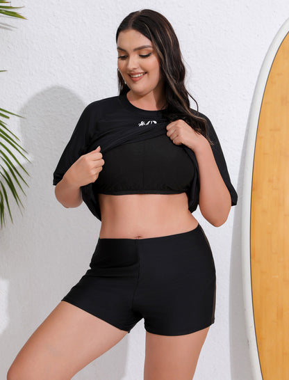 Endless Play Plus Size Two Piece Rash Guard Sets with Built in Bra