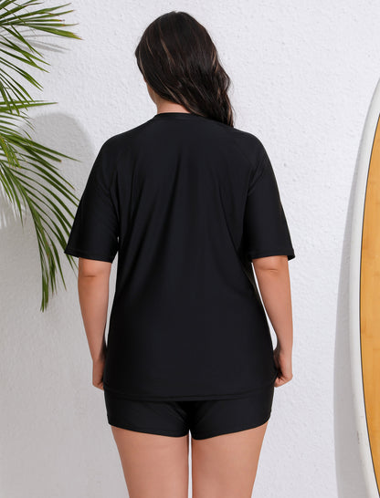 Endless Play Plus Size Two Piece Rash Guard Sets with Built in Bra