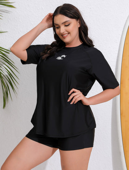 Endless Play Plus Size Two Piece Rash Guard Sets with Built in Bra