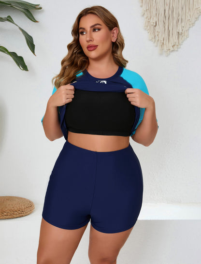 Endless Play Plus Size Two Piece Rash Guard Sets with Built in Bra