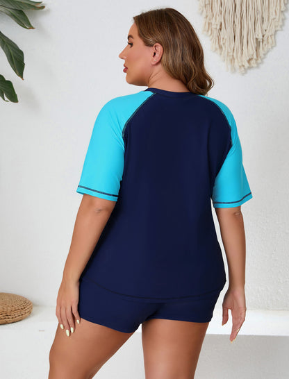 Endless Play Plus Size Two Piece Rash Guard Sets with Built in Bra