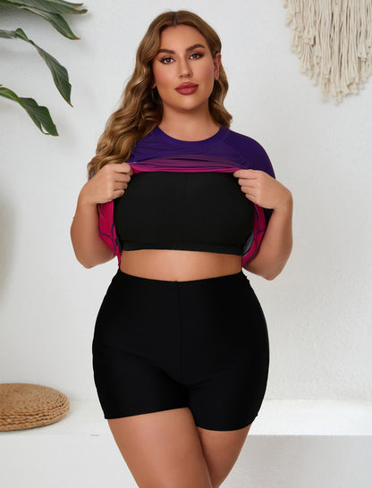 Endless Play Plus Size Two Piece Rash Guard Sets with Built in Bra