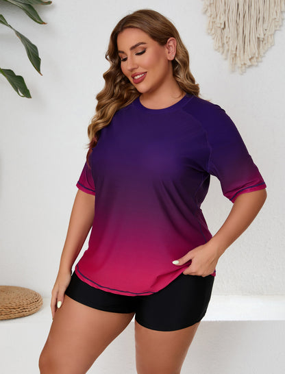Endless Play Plus Size Two Piece Rash Guard Sets with Built in Bra
