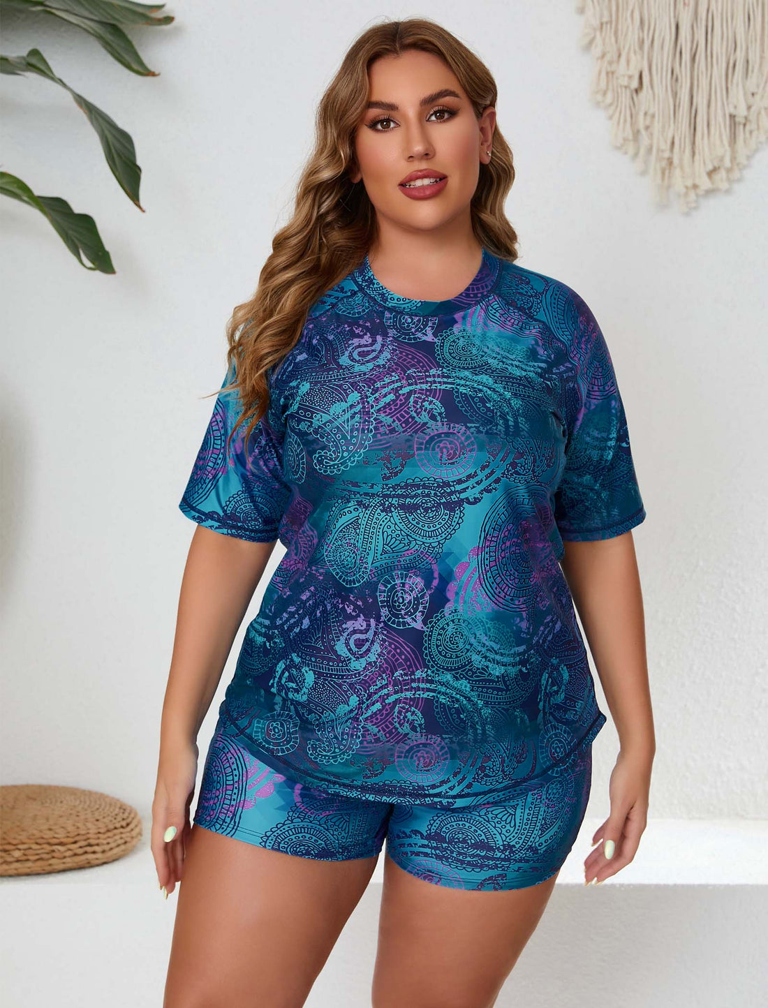 Endless Play Plus Size Two Piece Rash Guard Sets with Built in Bra