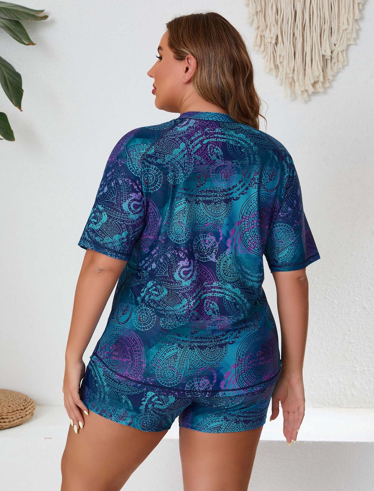 Endless Play Plus Size Two Piece Rash Guard Sets with Built in Bra