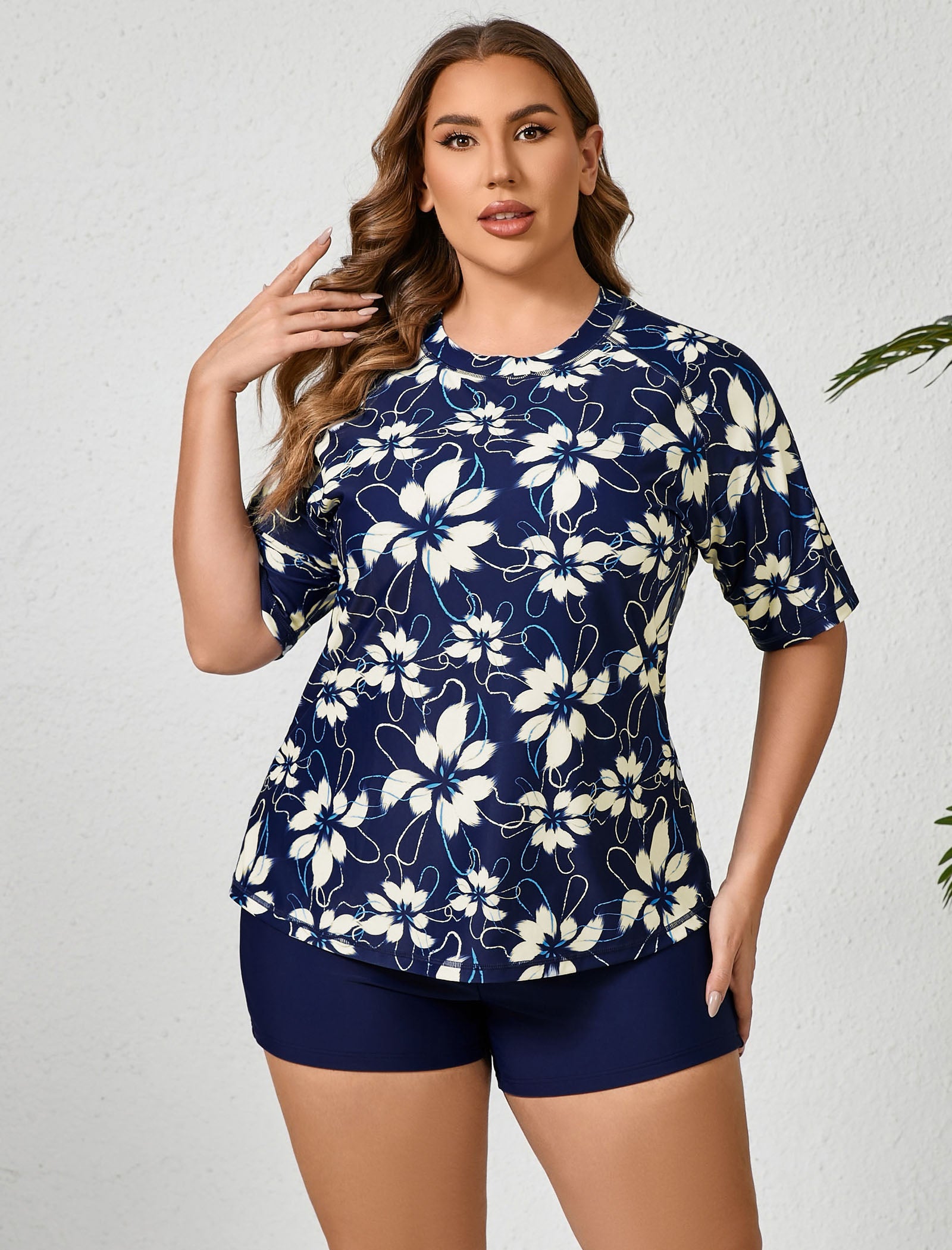 Endless Play Plus Size Two Piece Rash Guard Sets with Built in Bra