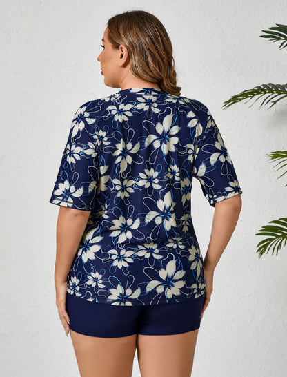 Endless Play Plus Size Two Piece Rash Guard Sets with Built in Bra