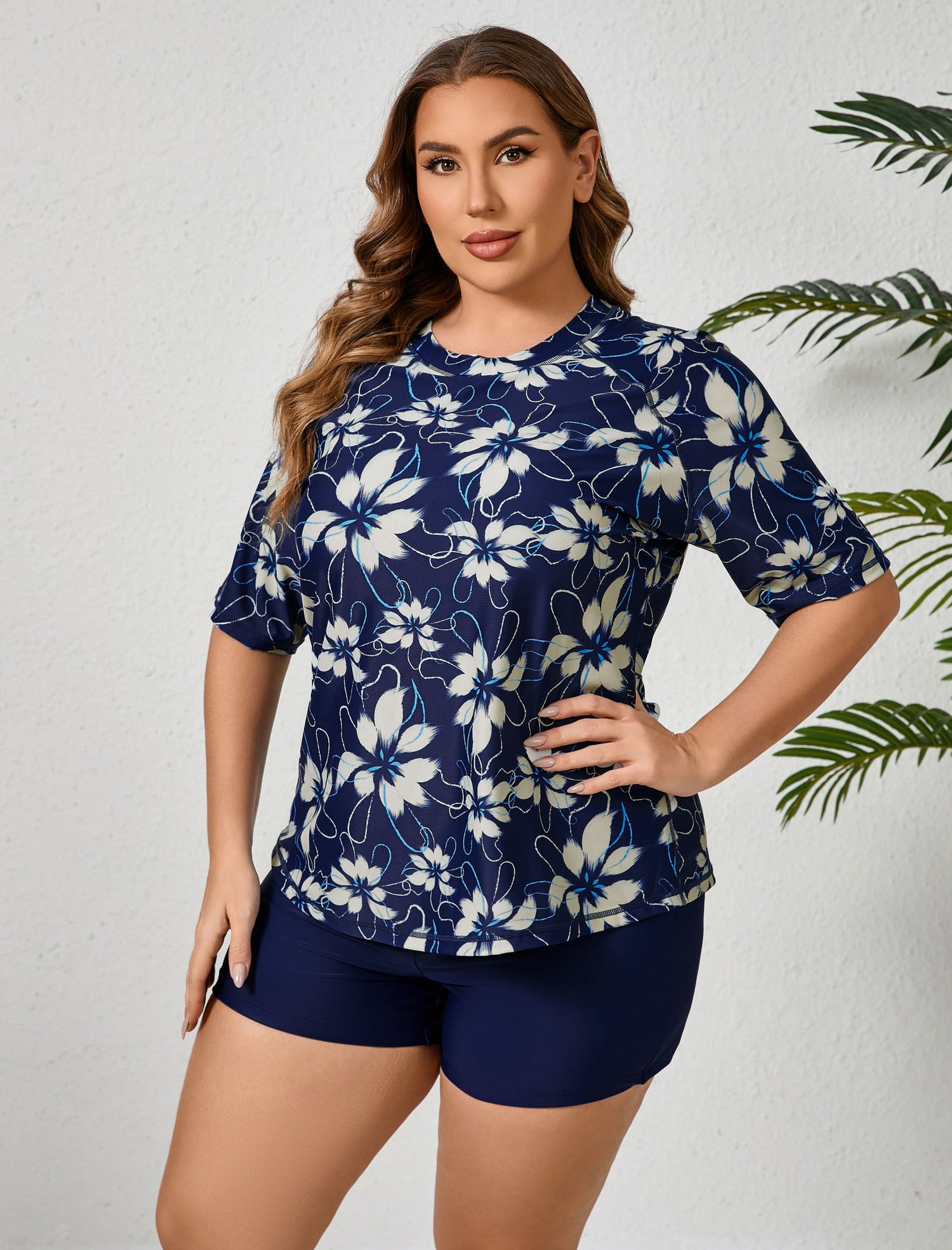 Endless Play Plus Size Two Piece Rash Guard Sets with Built in Bra