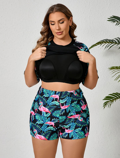 Endless Play Plus Size Two Piece Rash Guard Sets with Built in Bra