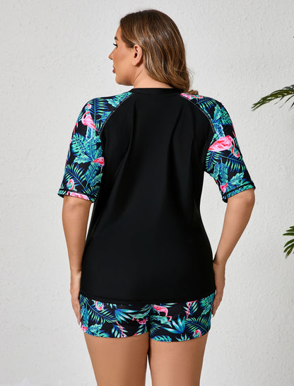 Endless Play Plus Size Two Piece Rash Guard Sets with Built in Bra