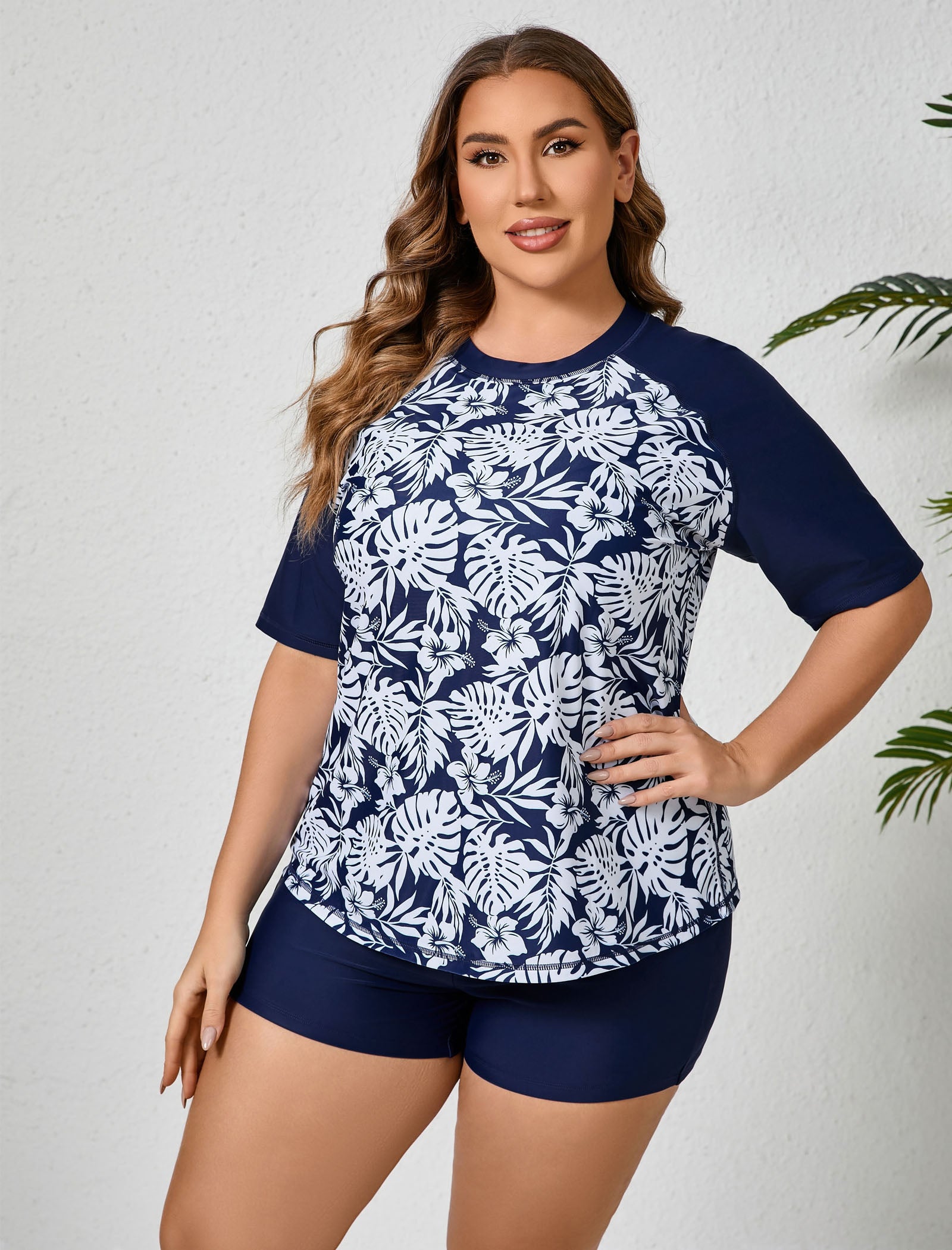 Endless Play Plus Size Two Piece Rash Guard Sets with Built in Bra