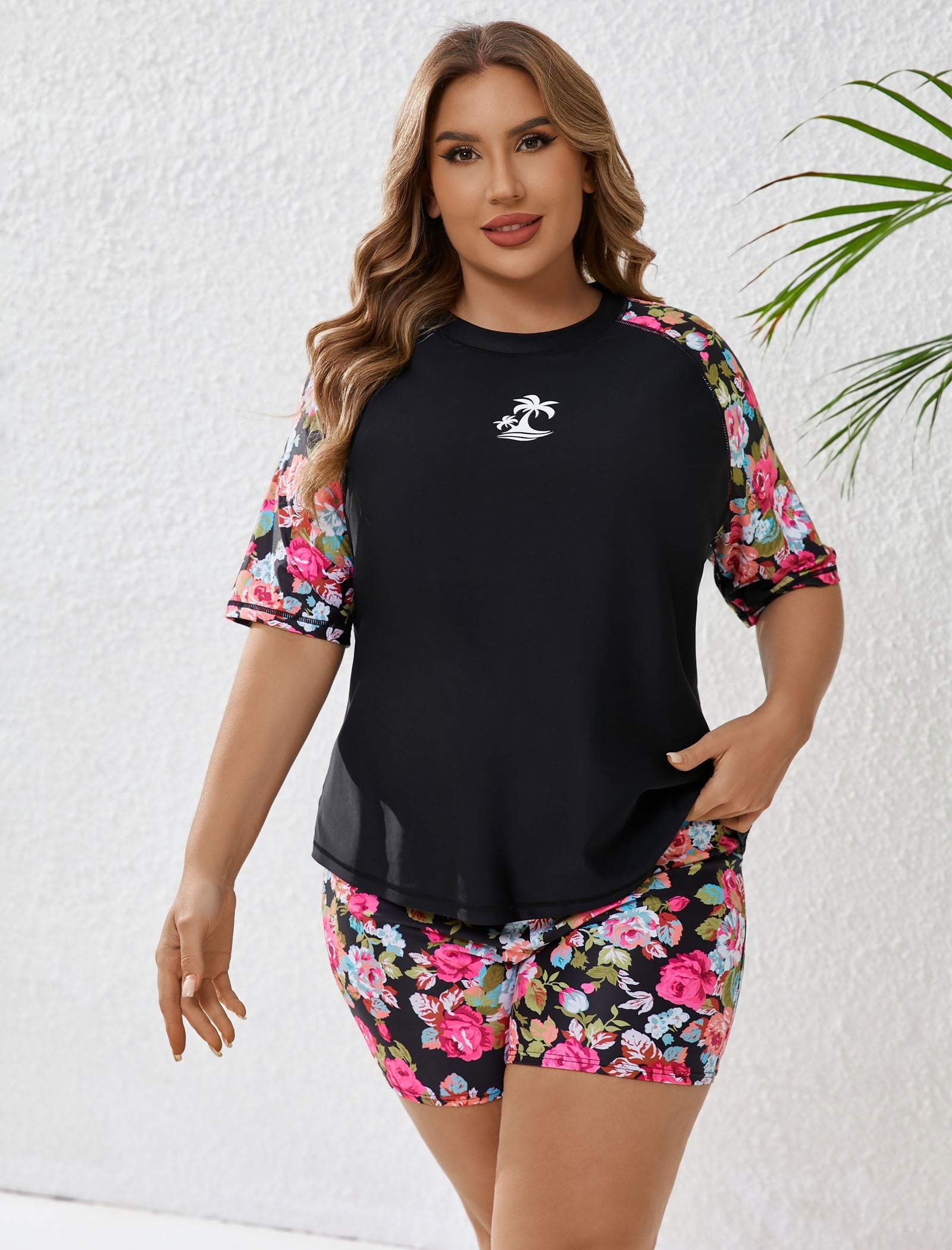 Endless Play Plus Size Two Piece Rash Guard Sets with Built in Bra