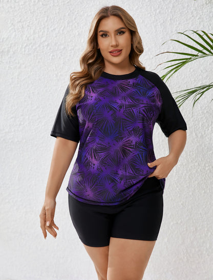 Endless Play Plus Size Two Piece Rash Guard Sets with Built in Bra