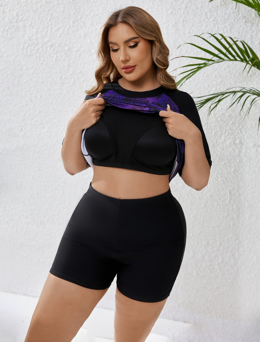 Endless Play Plus Size Two Piece Rash Guard Sets with Built in Bra