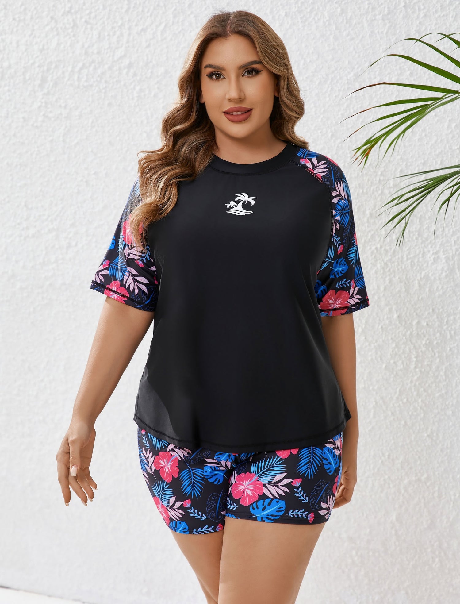 Endless Play Plus Size Two Piece Rash Guard Sets with Built in Bra