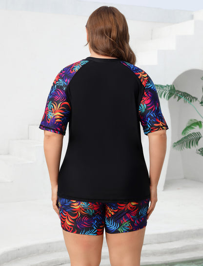 Endless Play Plus Size Two Piece Rash Guard Sets with Built in Bra