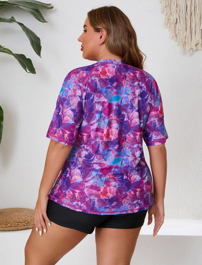 Endless Play Plus Size Two Piece Rash Guard Sets with Built in Bra