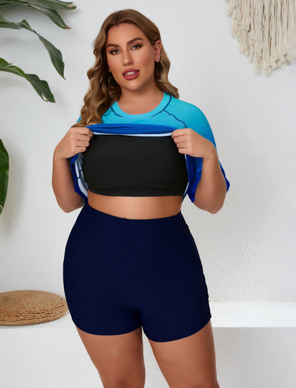 Endless Play Plus Size Two Piece Rash Guard Sets with Built in Bra