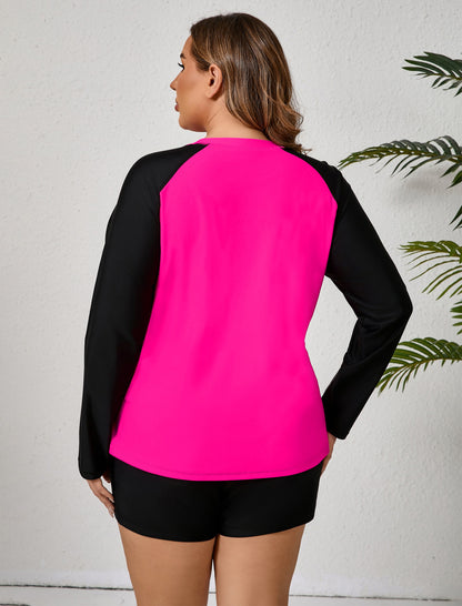 Holiday Uniform Plus Size Swim Shirt with Built in Bra and Shorts with Pockets