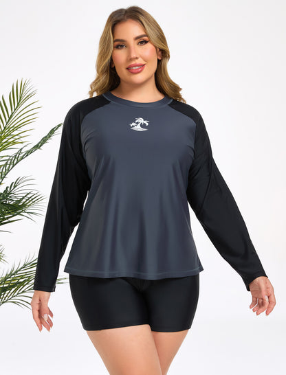 Holiday Uniform Plus Size Swim Shirt with Built in Bra and Shorts with Pockets