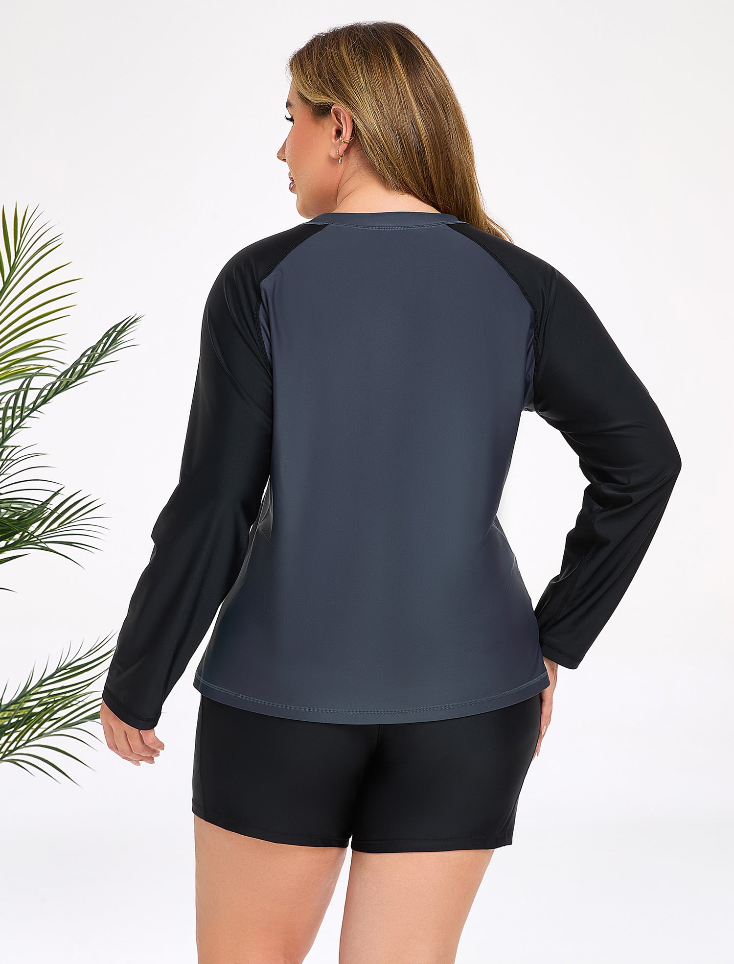 Holiday Uniform Plus Size Swim Shirt with Built in Bra and Shorts with Pockets